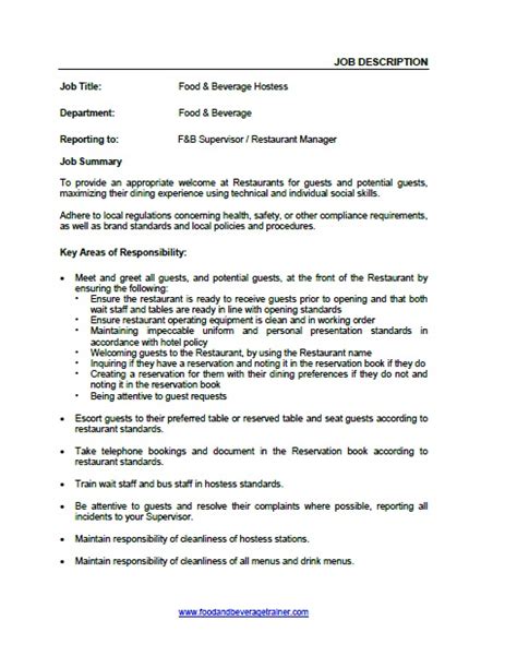 Food and Beverage Captain Job Description .